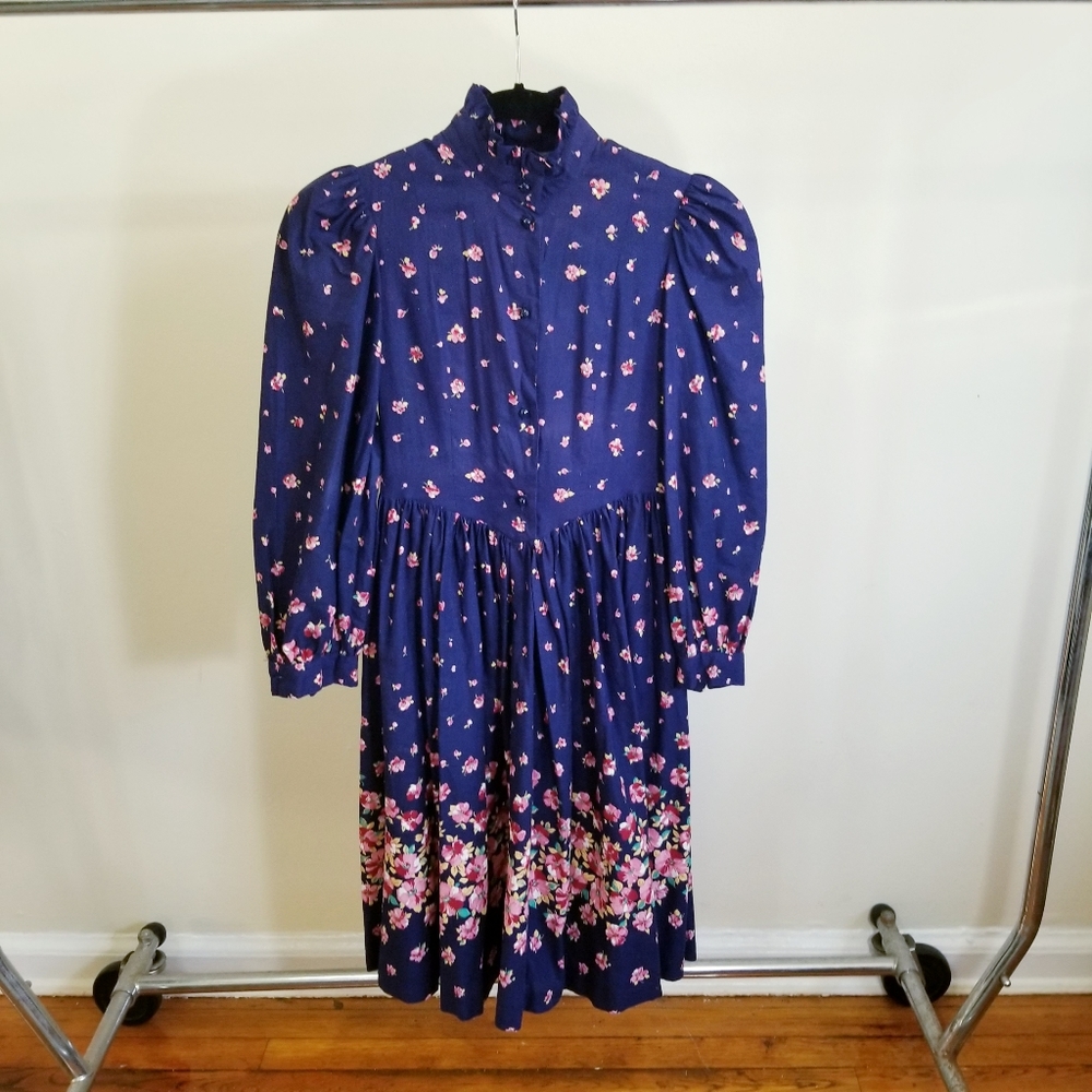 KIDS| Dark Blue Floral dress